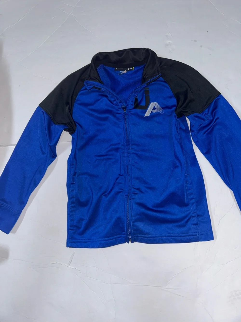 Under Armour Royal Blue and Black Kids Zip-Up Performance Jacket Size 6